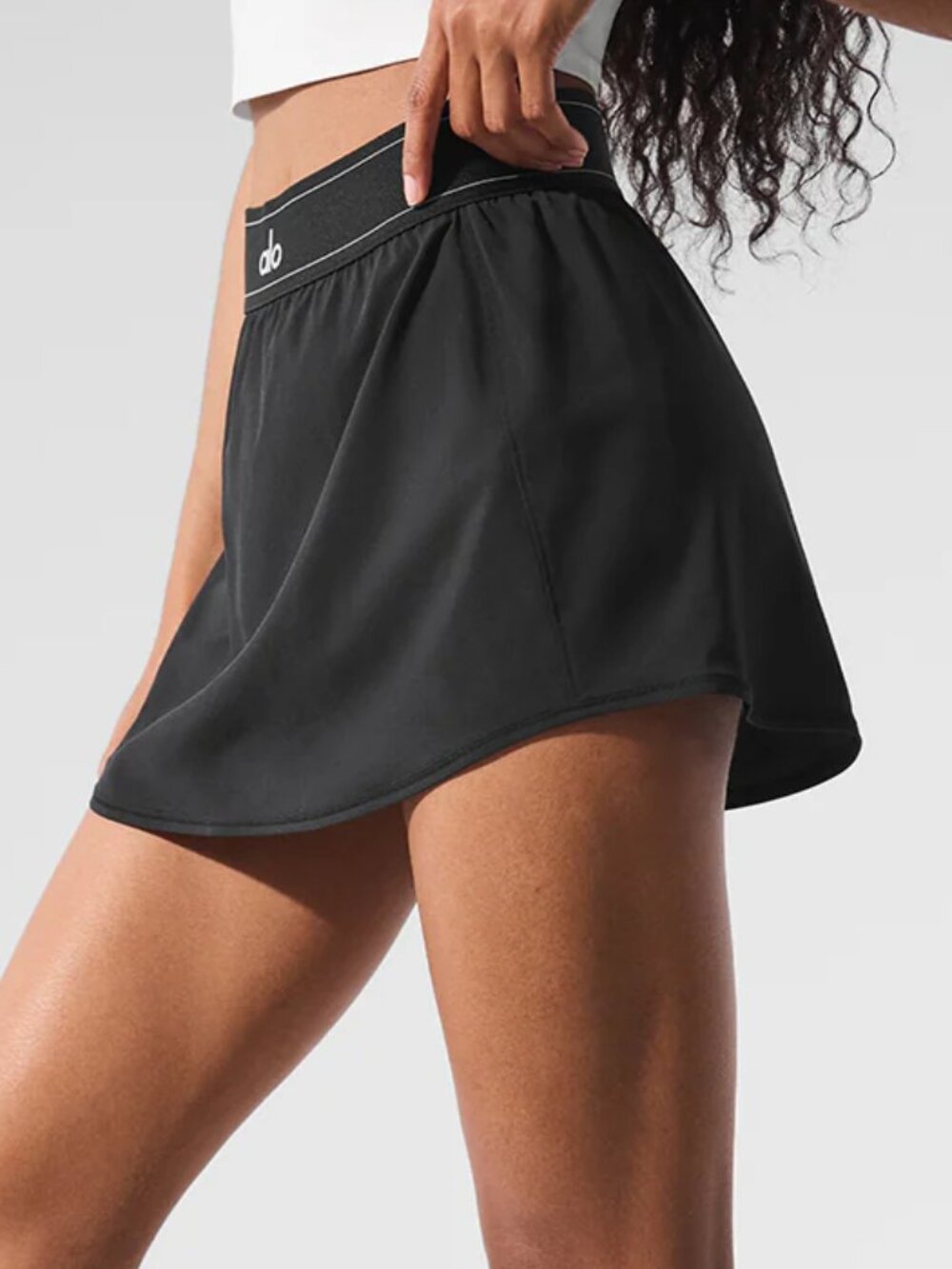 NWT🌻Alo Yoga Match Point Tennis Skirt Black🎼Sporty Chic Mini Skirt - Picture 8 of 8